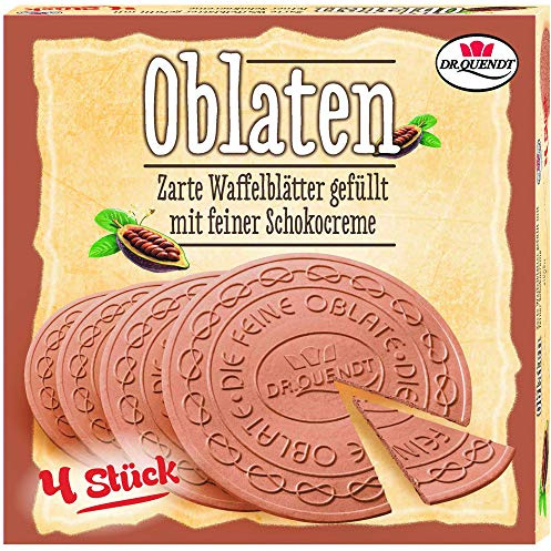 Dr. Quendt Oblaten Dresdner mit Schoko Creme 150g - Knusprige Waffeln | Feines Gebäck nach Traditionsrezeptur mit Schokoladenfüllung, ideal zu Kaffee und Tee, inkl. Kochbuch & Karte