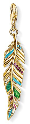 Thomas Sabo Damen Charm-Anhänger Ethno Feder bunt 925 Sterling Silber Y0033-471-7