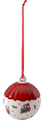 Villeroy & Boch Toy's Delight Decoration Pallina, Addobbo per Albero di Natale, Porcellana, Rosso/Bianco/Oro
