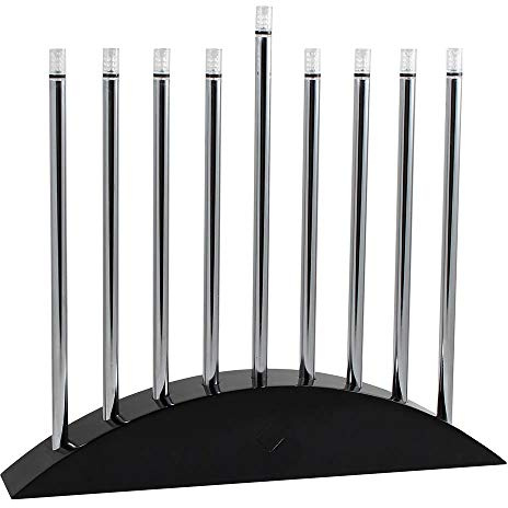 Zion Judaica Large LED Electric Hanukkah Menorah - New Classic Black & Silver Arch Style Hanukkiah 14 Wide x 12.5 Tall Sleek Landscape Minorah - Chanukah Lights Decorations