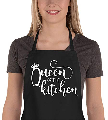 Saukore Lustige Schürzen für Frauen, Queen of the Kitchen Chef Kochschürzen, niedliche Backschürzen mit 2 Taschen Bäcker, Geburtstag, Muttertag, Schürze Geschenke Mutter, Frau, Freundin, Tante Oma