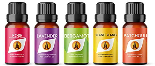 Anxiety Essential Oil Set for Diffusers | Lavender, Lemon, Neroli, Cedarwood & Rose Geranium 5 x 10ml | for Home Aromatherapy Gift for Her & Him, Candle Making, Soaps etc