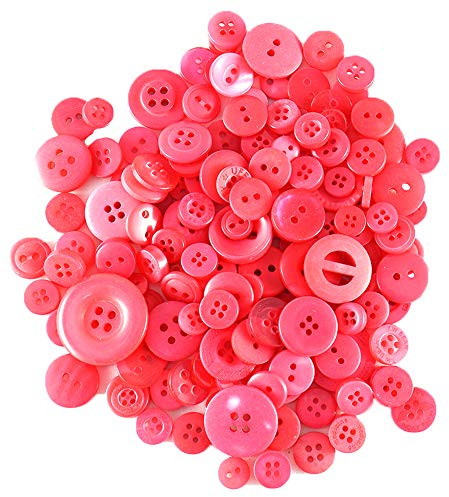 WedDecor Plastik 25mm Herz Knöpfe mit 2 Loch Knöpfe, Gemischt Acryl Zum Nähen, Scrapbooking,Verzierung, Handarbeiten,Stricken,Strickjacken,Vorhänge Deko, 100 Stück - Rosen Rosa, 100g