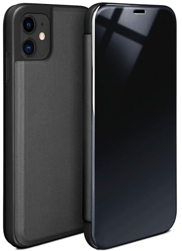 moex Void Case für Apple iPhone 11 Hülle in Hochglanz Optik, Clear View Cover Spiegelhülle, Flip Case 360 Grad Schutzhülle mit Spiegel, Rundumschutz Handyhülle, Anthrazit
