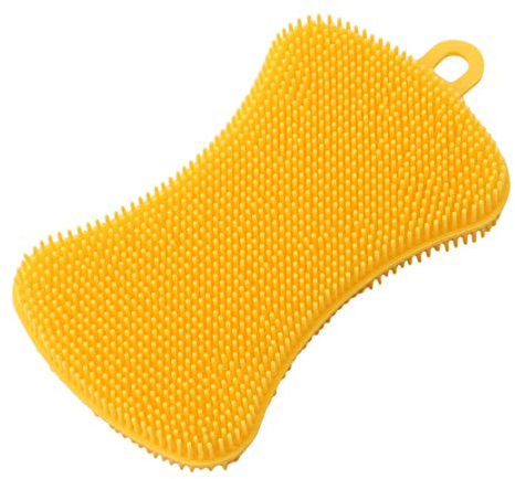 YSINFOD Esponja de silicona Plato de lavado Cepillo depurador Platos de cocina Estropajo de silicona Cocina Esponja Plato Esponjas de lavado Gadgets Herramientas Cepillo Accesorios (amarillo)
