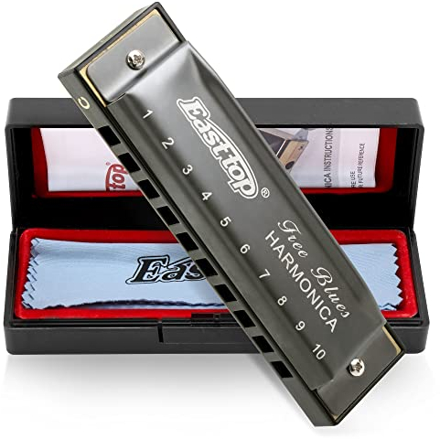 East top Mundharmonika C, Diatonische Mundharmonika Blau 10 Holes Professionelles Diatonic Blues Harmonica Für professionelle Spieler, Anfänger, Studenten, Erwachsene als Geschenk