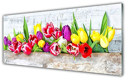 Tulup Acrylic Glass Print 125x50cm Wall Art - Wall Picture Plastic Acrylic Glass - Tulips Floral