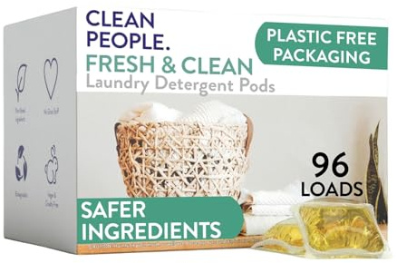 The Clean People Laundry Detergent Pods - Hypoallergenic Laundry Pods - Ultra Concentrated, Recyclable Packaging, Stain Fighting - Fresh Scent, 96 Pack