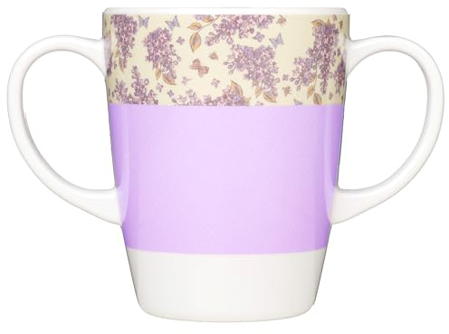 Rosa Lifestyle Two Handled Melamine Mug – Lightweight 126g, 400ml/14oz Capacity – Daily Living Mobility Aid for Elderly, Dementia, Tremors, Arthritis, & Weak Grip (Lilac)