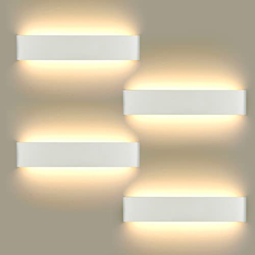 ChangM Lámpara de Pared LED 4 unidades, 16 W Lámpara de Pared Moderna Para Interior Para Lámpara de Baño, Salón, Dormitorio, Escalera, Pasillo, Iluminación de Pared, Blanco Cálido 3000K
