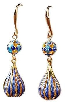 DUUDAH Ohrringe Sterling Silber,Ohrringe,Creolen,Ohrring Sommer Damen Neue Emaille Porzellan Hohle Ohrringe Antike Exquisite Lange Bankett Party Silber Schmuck
