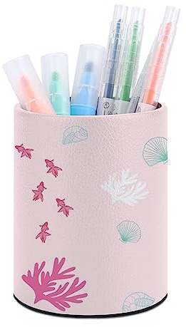 Pot à crayons sirène avec motifs de fleurs et de poissons, trousse de rangement pour bureau, fournitures de papeterie, support pour pinceaux de maquillage