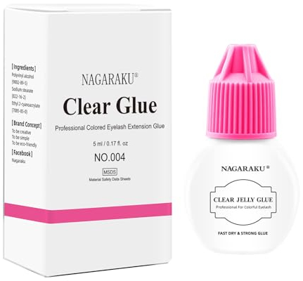 NAGARAKU Transparenter Wimpernkleber 5 ml | 1-2s Trocknen | Hält 5–6 Wochen | Wasserdicht | 6 Monate Hältbarkeit | Leicht zu entfernen | Clear Adhesives | Geeignet für helle oder farbige Wimpern