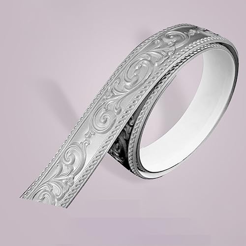 Guest Ruyunlai Bordüre selbstklebend 2-Silber 6 x 300 cm zum Aufkleben für Wohnzimmer Küche Badezimmer Tapetenrahmen Abnehmbare Wasserdicht Bodenleiste Verdicken PVC Dekorative Bordüre