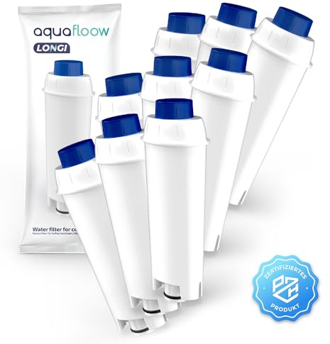 Aquafloow LONGI 9X Water Filter for Delonghi Coffee Machine Replacement for DeLonghi DLSC002, SER3017 & 5513292811 Filter Cartridges Compatible with ECAM, Esam, ETAM Series | Care for Coffee Machines
