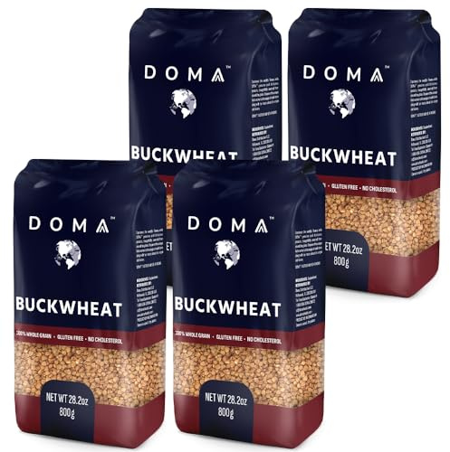 DOMA Toasted Buckwheat Groats 7lb (4×1.76lb, 72 Servings) Gluten-Free, Premium Whole Grain for Porridge, Kasha, Side Dishes, Milling into Flour, 5g Protein/Serving, Non-GMO