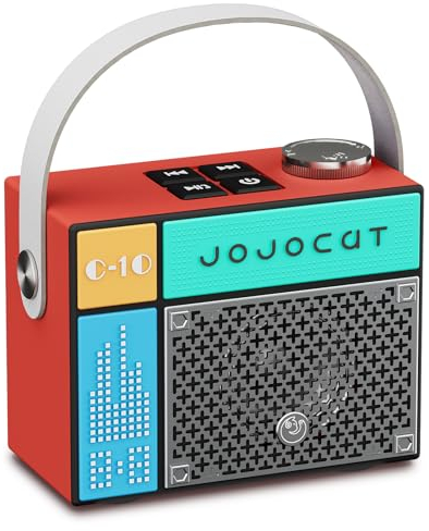 heetipuk Mini Bluetooth Speaker Wireless, 5W Loud Portable Small Bluetooth Speaker with SD Card Slot & 1800mAh Rechargeable Battery Up to 8 Hours, Type-C, Hands-Free Calls, Cyberpunk Style-Red