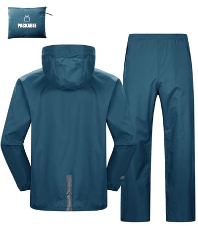 Outdoor Ventures Men's Packable Rain Suit Waterproof Lightweight Rainwear