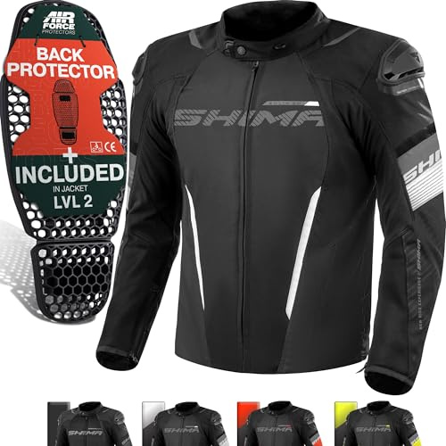 SHIMA SOLID Motorrad Jacke Herren mit Protektoren AIRFORCE Rückenprotektor Motorradjacke Sommer Schutzjacken Textiljacke Wasserdicht Powersports Protective Gear (Männer, Weiß, Regular, XXL)