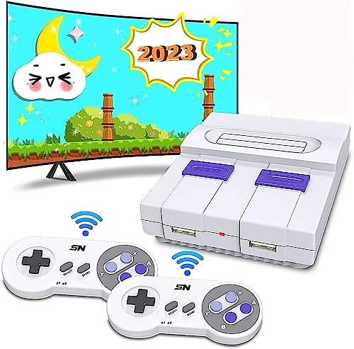 2023 Nueva Consola De Juegos Super Retro Inalámbrica, Mini Consola De Juegos Clásica HDMI con 2 Controladores Inalámbricos, 16 Bits Y 8 Bits Plug And Play Más De 2200 Videojuegos, Tarjeta TF De 4GB, R