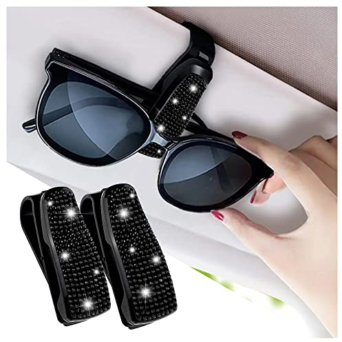 GTLM 2 Piezas EstráS Brillante Soporte Gafas Coche con Esponja AntiarañAzos,Porta Gafas para Coche Accesorios Coche Interior para Mujeres/NiñAs,Universal Porta Gafas Gadgets Coche (Negro)
