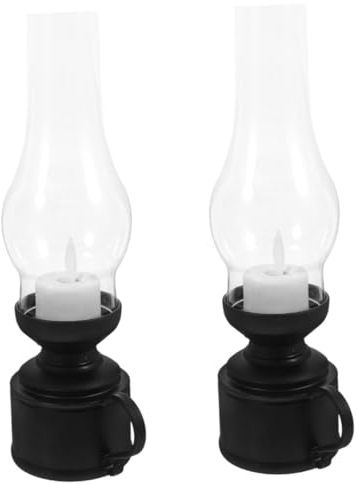 PRETYZOOM 2St Retro-Petroleumlampe LED-Vintage-Laterne LED-Petroleumlicht Kerosin-Laterne rustikale Öllampe Retro tischlampe wohnzimmerdeko antike LED-Petroleumlampe alte Lampe LED-Lampe pp