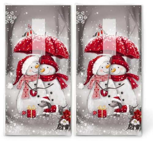 20 einzelne Taschentücher Weihnachten Schneemänner mit Regenschirm. 2 Packungen mit 10 einzelnen Papiertaschentücher bedruckt als Geschenk.
