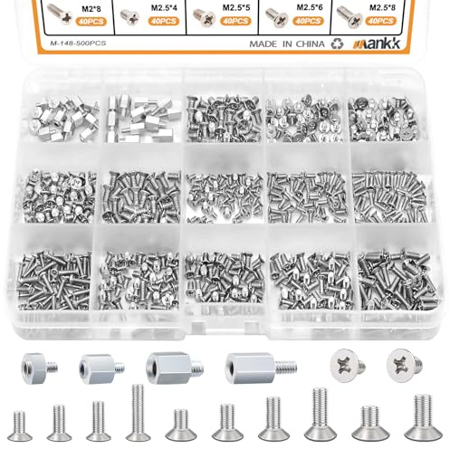 mankk 500PCS M.2 SSD Screw Kit M.2 SSD Mounting Screws Motherboard Standoffs M.2 M2.5 M3 NVMe Screw for Laptop PC Repair & DIY