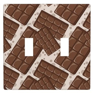 Placca di copertura per interruttore a levetta, 2 piastre da parete di dimensioni standard 11,4 x 11,4 cm, motivo cioccolato carino doppio interruttore luce piastra di copertura decorativa, copertura