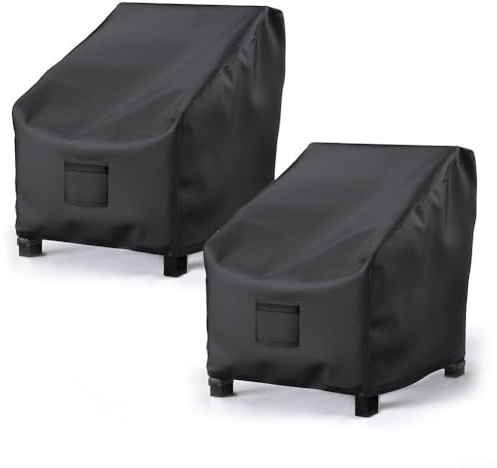 Lot de 2 housses de chaise de jardin en tissu Oxford 600D, pour chaises et fauteuils empilables (noir)