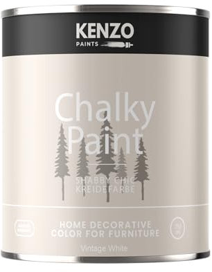 Contura KenzoPaints Kreidefarbe Möbel Farbe 750ml. Trend Farbtöne 2025 Möbellack Holz- Lack Shabby Chic Matt (Vintage White- Old White, 750ml.)