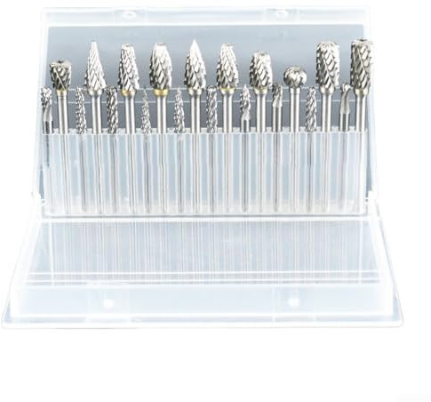 Eawfgtuw Rotary File Set Double Cut Carbide Burrs Metal Polishing Grinding Head Milling Cutter Engraving Tool for Wood Plastic Aluminum Glass 10 Pieces with Storage Box