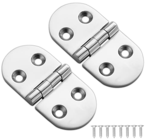 DIALESHU Robuste Scharniere für Schiffsluken, 316 Edelstahl, 7,6 x 3,8 cm, ovale Scharniere für Schranktüren mit Schrauben, 2 Stück