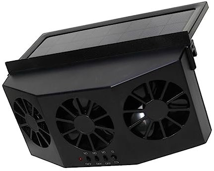 GRIRIW Solar Car Ventilation Fan Portable Cooler High-capacity Batteries for Airflow for Hot Weather and Smoke Removal Vehicles