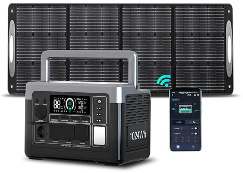 OUKITEL P1000 Plus Solargenerator mit 200W Solarpanel, 1024Wh LiFePO4-Batterie,1800W Tragbare Powerstation, Schnellladung von 0-80% in 45 Min. Ultra-Leise für Camping, Wohnmobile & Stromausfälle