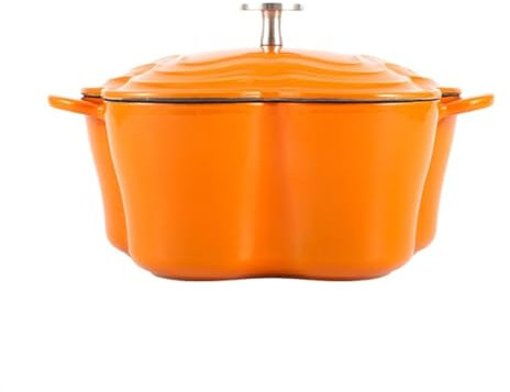 Hjärtformad emalj gjutjärn holländsk ugnspanna med lock specialformad kokott soppkruka svart vit emalj flätad gryta blomma orange 22 cm