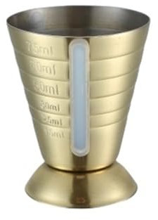 QuxetlRyz Jigger 2 STÜCKE 15-25-30-50-60-75 ml Transparent Jigger Messbecher Werkzeuge Bar Messen Cocktail Jigger Cocktail Werkzeug(Gold)