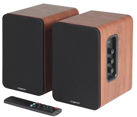 iggual- Altavoces Activos Bluetooth para Ordenador 50W - Altavoz de estantería 2.0. -Home Studio.- Conectividad: Bluetooth 5.3, USB, 2 x RCA (estéreo), HDMI ARC, Óptico Digital Mando a Distancia