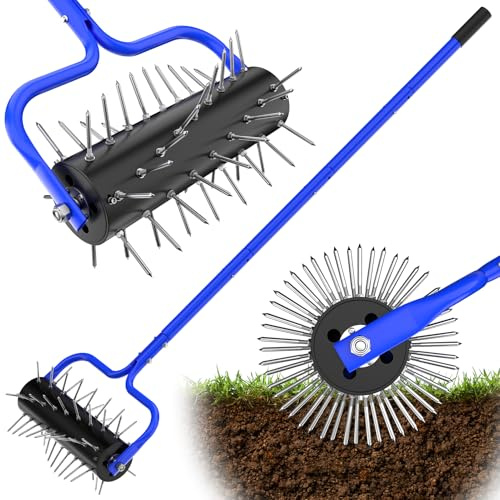 Yard Aerator Roller,Manual Lawn Spike Aerator,Heavy Duty Lawn Aerator Machine with 54 Spikes,79 Adjustable Handle Manual Push Aerator Lawn Tool,Lawn Aeration for Lawn Care & Soil Penetrat