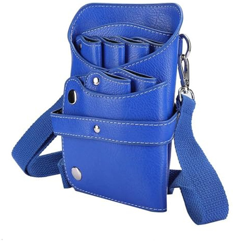 Custodia per forbici da parrucchiere, Multi Funzionale Tasche Accessori Parrucchieri Organizzato Tracolla Regolabile Salone Barbieri Storage Case PU Pelle -borsa di immagazzinaggio, Blu, casual