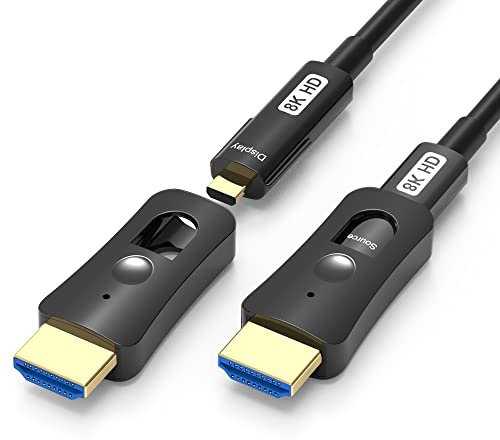 YIWENTEC HDMI fiberoptisk kabel HDMI 2.1 kabel 48 Gbps höghastighetskabel med 8K @ 60Hz 4K @ 120Hz stöd Dolby Dynamic HDR HDCP 2.3 Earc med Micro HDMI-dragtyp