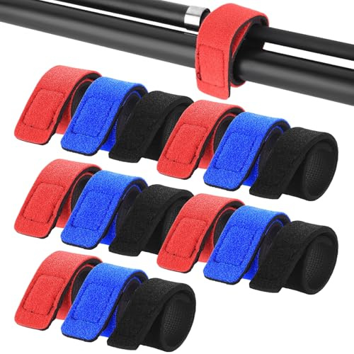 PXARMYYXGS 15 Bandes pour Canne à Pêche, Set de Bandes Élastiques avec Velcro, Support de Canne à Pêche, Bandes de Protection pour Canna, Accessoires pour Stockage et Transport des Canne à Pêche