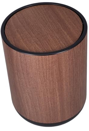 Cestino per rifiuti in plastica con Coperchio a ribalta, Cestino per rifiuti Leggero con Motivo venature del Legno, Cestino Multifunzionale per Cucina, Bagno, Camera da Letto e uff