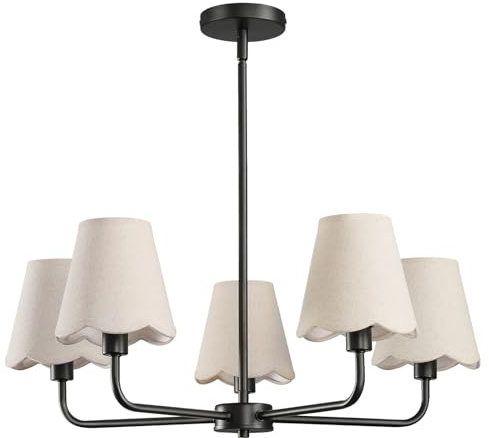 KAISITE Black Chandelier for Dining Room - 5-Light Farmhouse Dining Room Light Fixture Over Table Industrial Kitchen Lighting Fixture Ceiling Hanging Chandelier for Bedroom Living Room Foyer Entryway