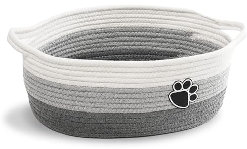 CharmBurst Piccoli Cesti Intrecciati Per La Conservazione Di Corde Cestino Con Maniglia Carino Cesto Di Cotone Per La Camera dei Bambini Regalo Giocattoli Per Cani Scatole
