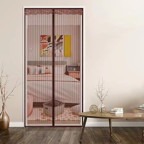 Heavy Duty Double Door Magnetic Screen - Self-Adhesive Mesh Bug Net with Magnet Closures for Sliding, Front, Back, Patio & Balcony Doors - Insect Protection Curtain