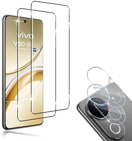 HidWee Schutzfolie kompatibel mit VIVO V50 5G / V50e für Panzerglas, 2 Stück 3D Schutzglas & 2 Stück Kamera Schutzfolie, 9H Härte HD Displayschutz Anti-Kratzer Anti-Bläschen Panzer Schutz Glas