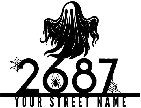 Personalisierte Straßennamenschilder aus Metall, Halloween, Geist, Spinnennetz, Gothic, Halloween-Dekorationen, Outdoor-Herbstschild, Metall-Wandkunst, Geschenke, Geburtstag, Jahrestag für Familie
