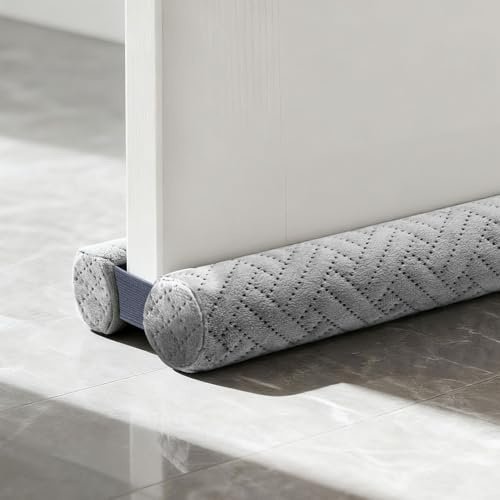 Lumirelle Premium Velvet Under Door Draft Stopper with Hook and Loop, Adjustable Door Sweep for 32-36 Interior Doors Blocks Noise, Draft, Dust, Light, for Home Office Bedroom Easy Install