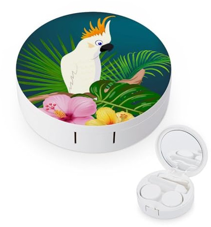 fkgvwo Contact Lens Case White Parrot Contact Lens Holder Box Container Soak Storage Kit